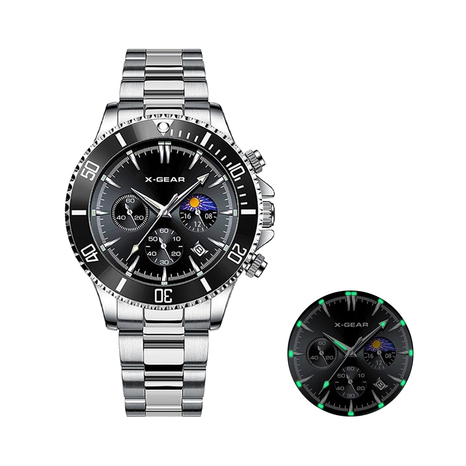 Smartwatch Luxury Watches For Men - X-GEAR 패션 캘린더 남성용 쿼츠 시계