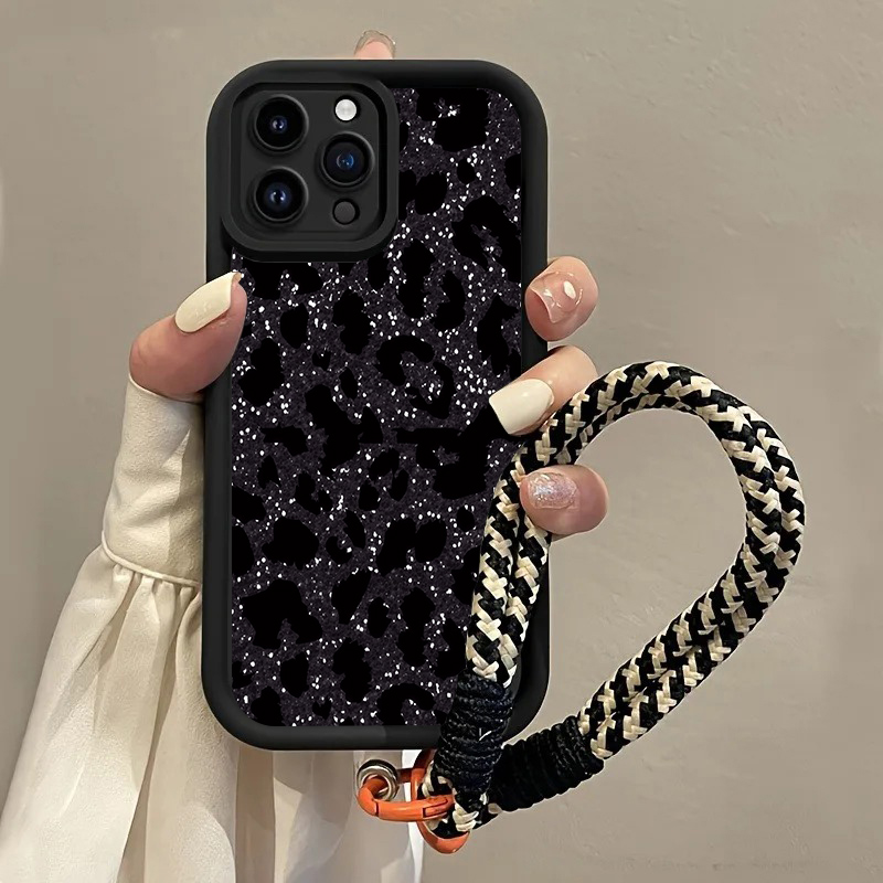 Samsung Galaxy Strap - 검은색 반점 표범 무늬 핸드 스트랩