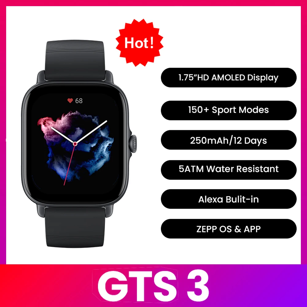 Smartwatch Refurbished Watches - 아마즈핏 GTS 3 스마트워치 5ATM 방수