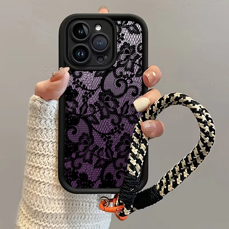 블랙 퍼플 레이스 핸드 스트랩 폰 케이스 삼성 갤럭시  - Samsung Galaxy Strap 리뷰 및 가격
