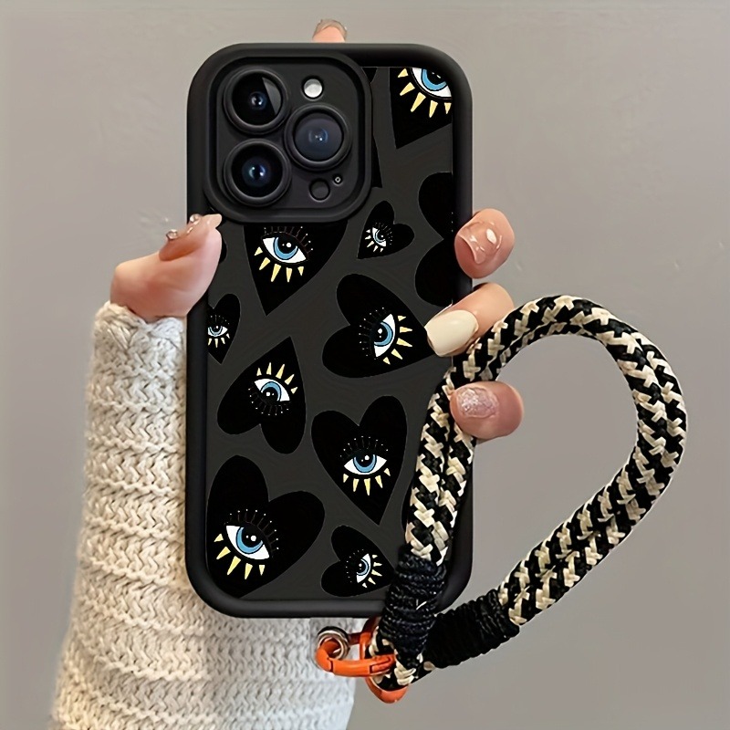 블랙 러브 하트 아이 핸드 스트랩 폰 케이스 삼성 갤럭 - Samsung Galaxy Strap 리뷰 및 가격