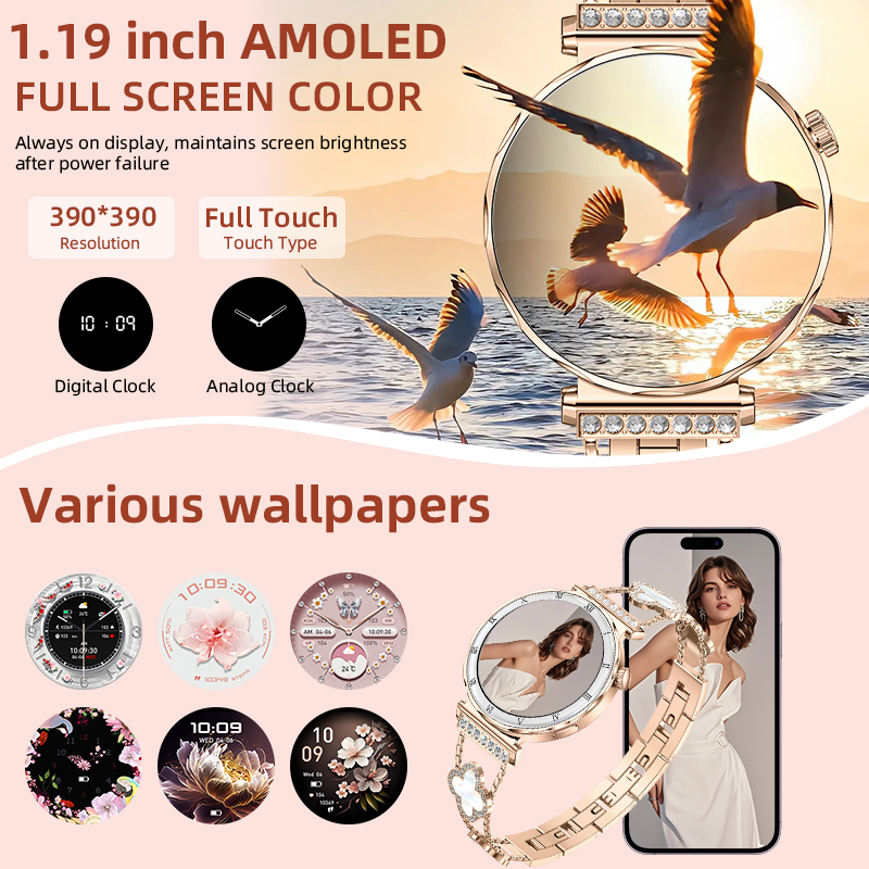 LIGE 새로운 여성용 스마트 시계 1.19인치 AMO - Smartwatch Health Watches For Women 리뷰 및 가격