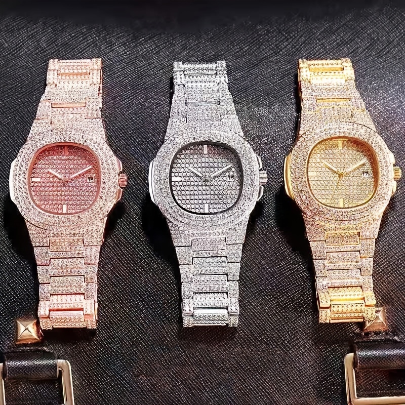 1pc 인기 힙합 전체 인공 다이아몬드 아방가르드 쿼츠 - Minimalist Thin Watch 리뷰 및 가격