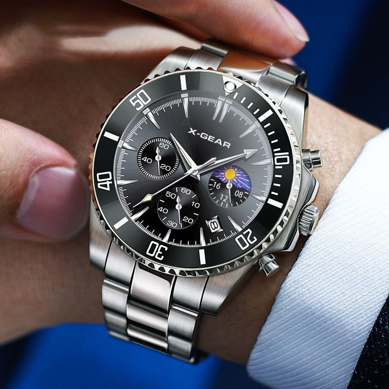 X-GEAR 패션 캘린더 남성용 쿼츠 시계 고급 블랙  - Smartwatch Luxury Watches For Men 리뷰 및 가격