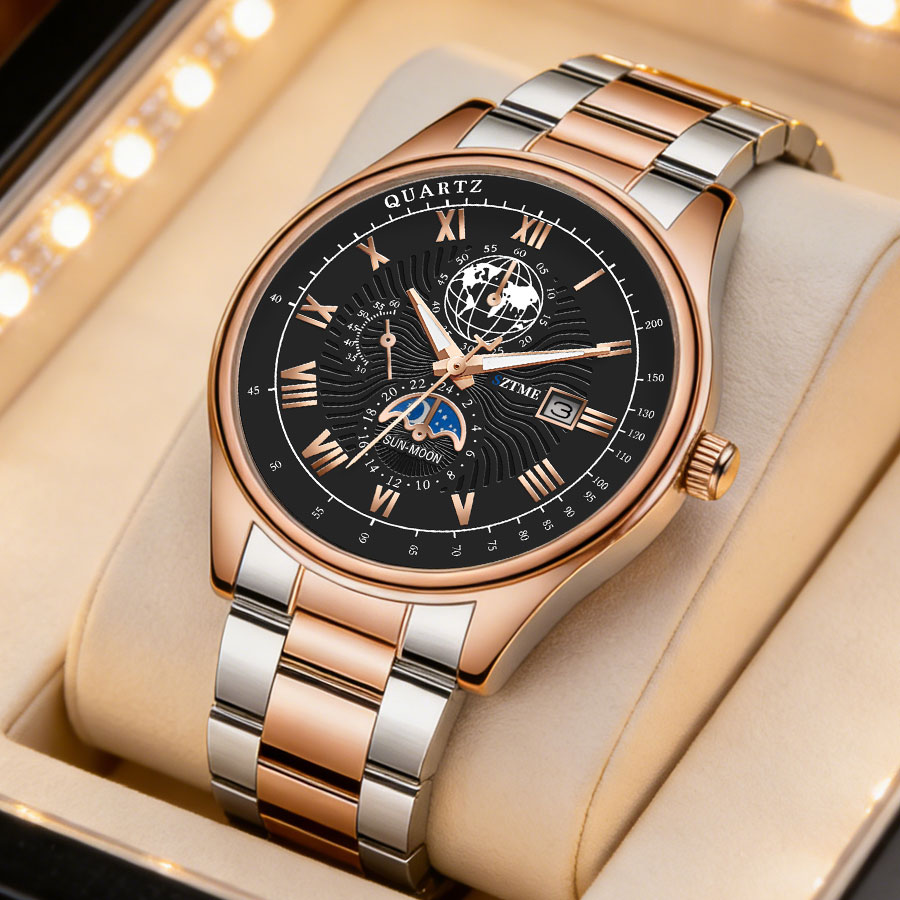 비즈니스 고급 남성용 시계 스틸 밴드 캘린더 로마 패턴 - Smartwatch Luxury Watches For Men 리뷰 및 가격