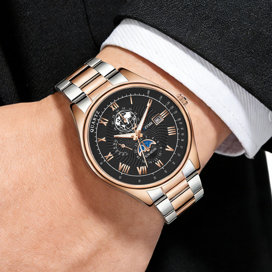 비즈니스 고급 남성용 시계 스틸 밴드 캘린더 로마 패턴 - Smartwatch Luxury Watches For Men 리뷰 및 가격