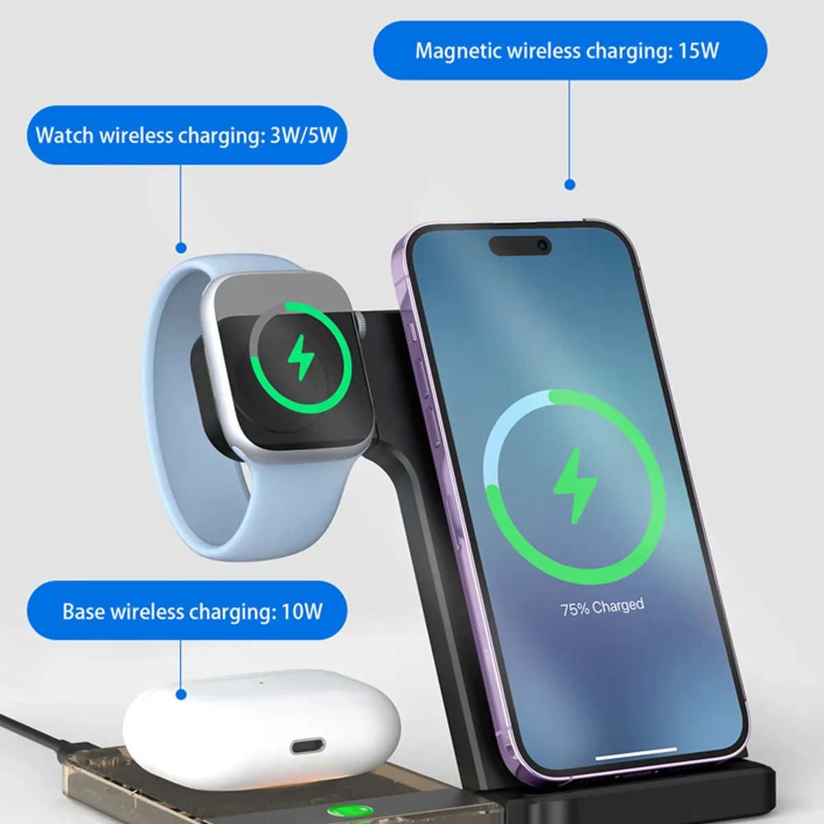 15W MagSafe 호환 무선 충전 스탠드 - 아이폰 - Smartwatch Phone Watches 리뷰 및 가격