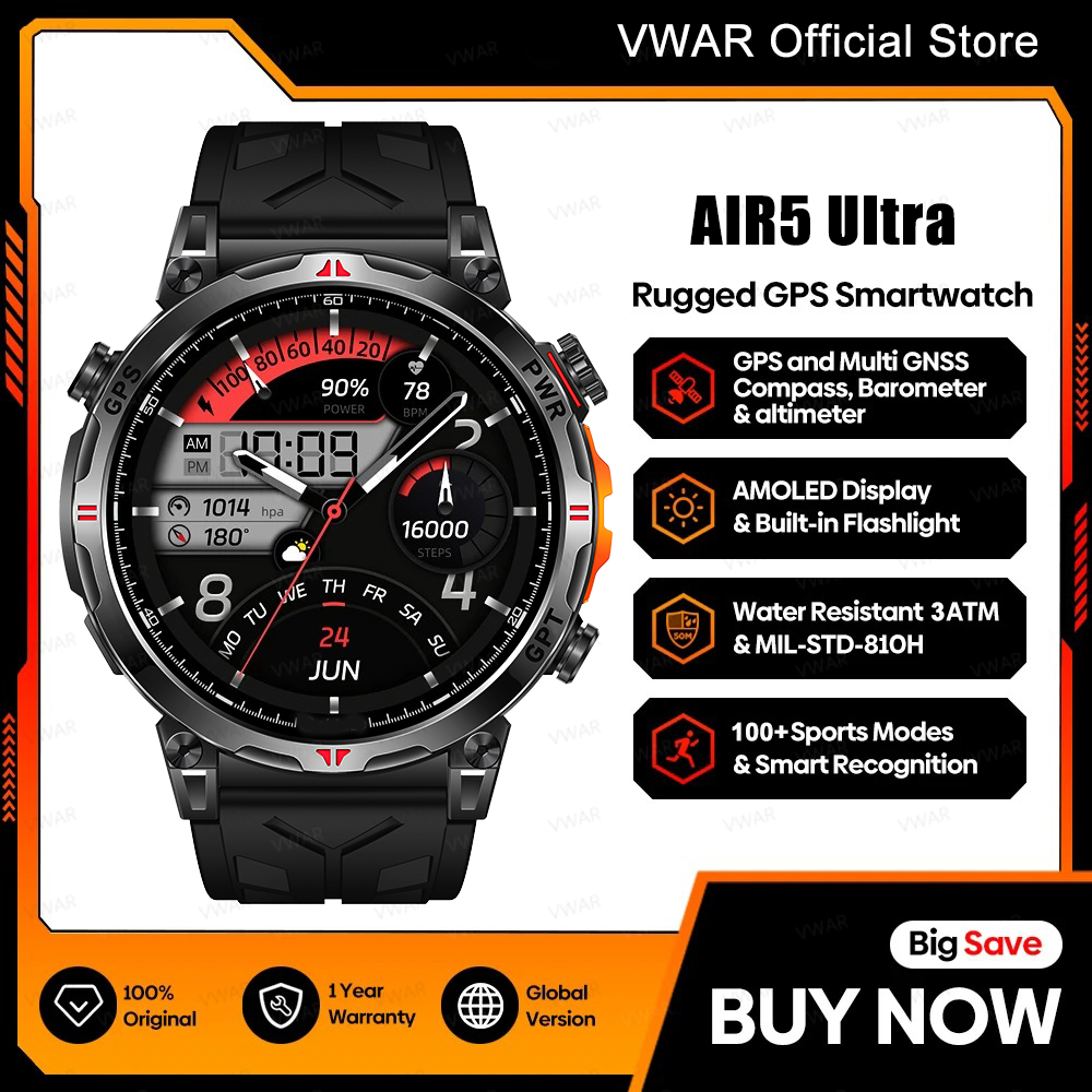 VWAR Air5 Ultra GPS 스마트워치 1.56 - Watch Vs Smartwatch 리뷰 및 가격